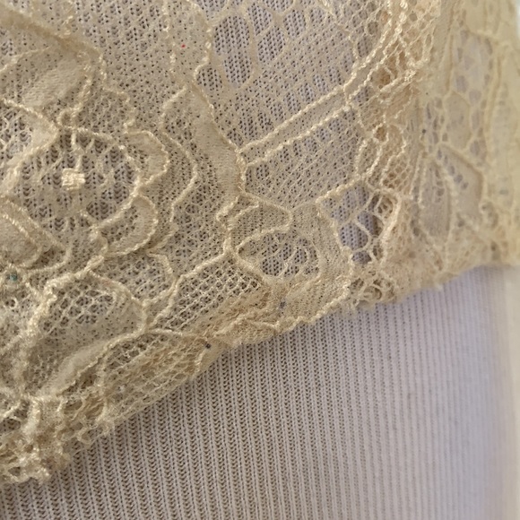 Free People Sheer Lace Top Boho Cream Size XS - Picture 9 of 11